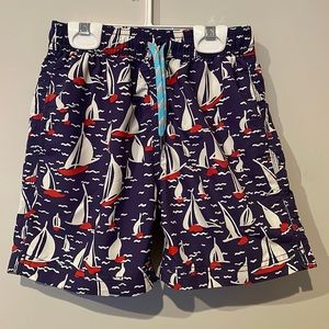 CrewCuts Boys Swim Shorts with inner brief, Size 7, Blue White & Red